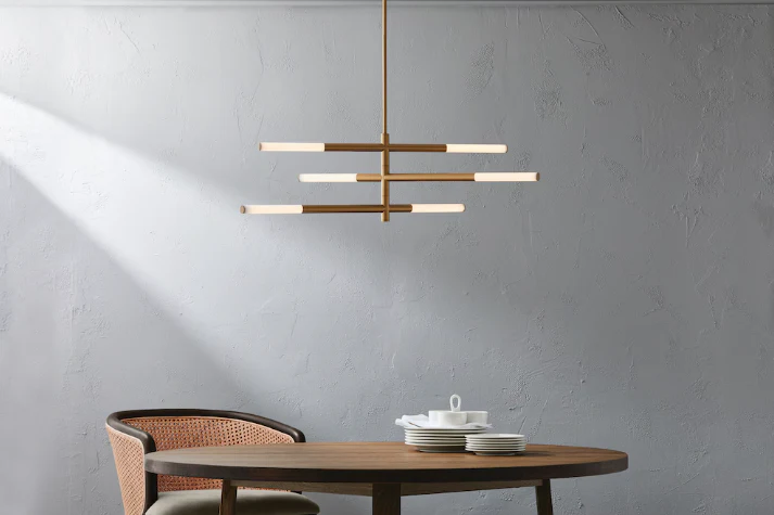 GlucksteinElements Bristol 1-Light 19.5-inch H Integrated LED Pendant Features 3 Rods of LED in Brass Gold Finish with Milk White Shade - Image 2