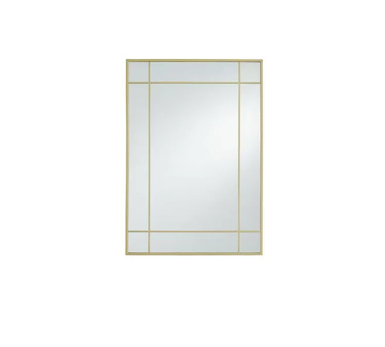 GlucksteinElements Burke 21-inch W x 30-inch H Window Panel Shape Metal Brushed Brass Framed Wall-Mounted Mirror (new) - Image 3