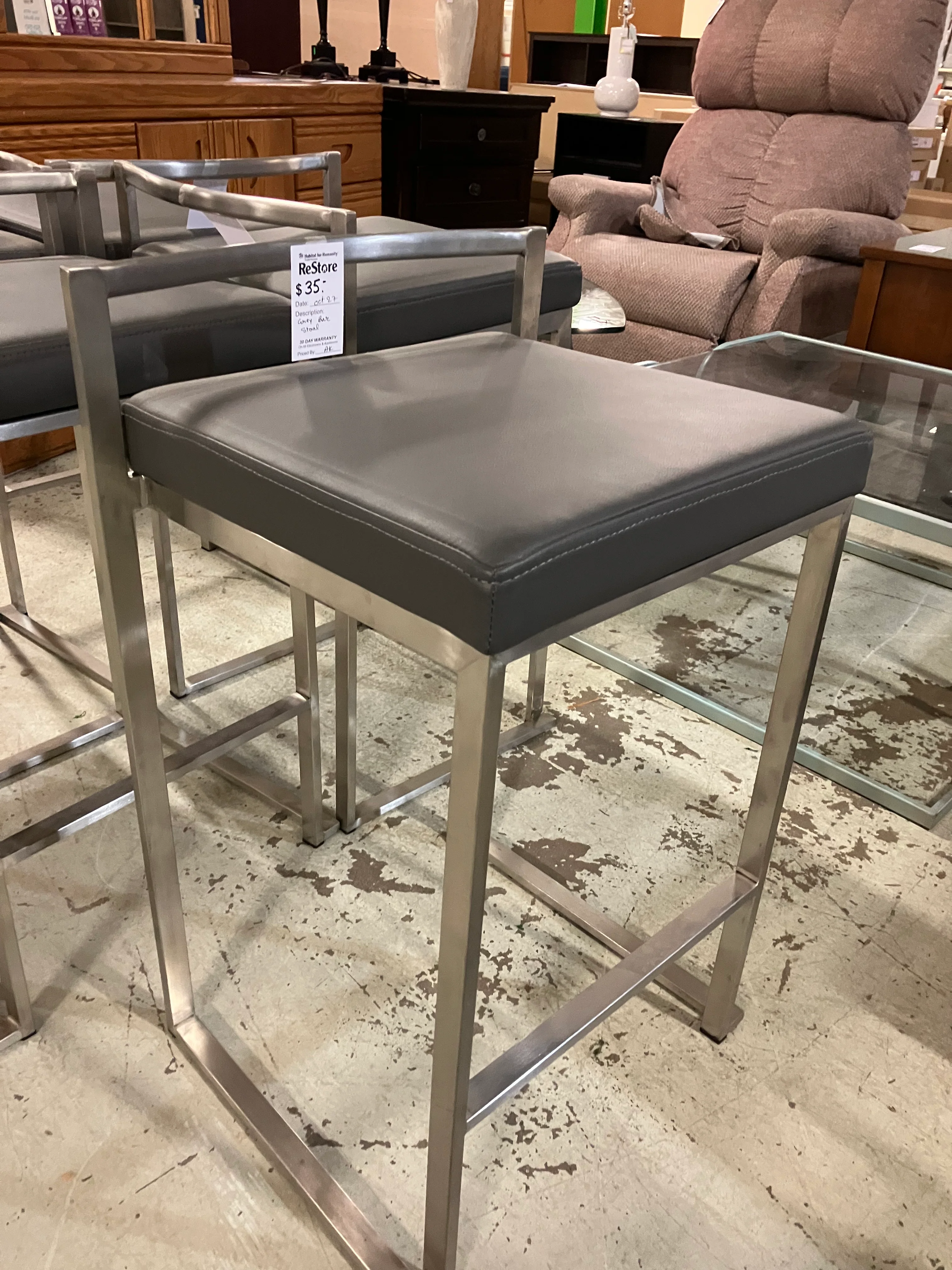 Grey Bar Stool - Image 3