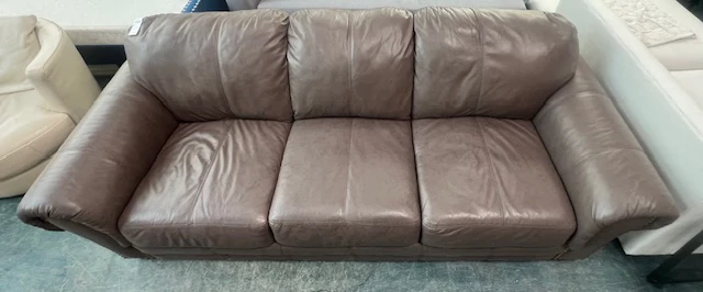 Grey Leather Couch (used) - Image 3