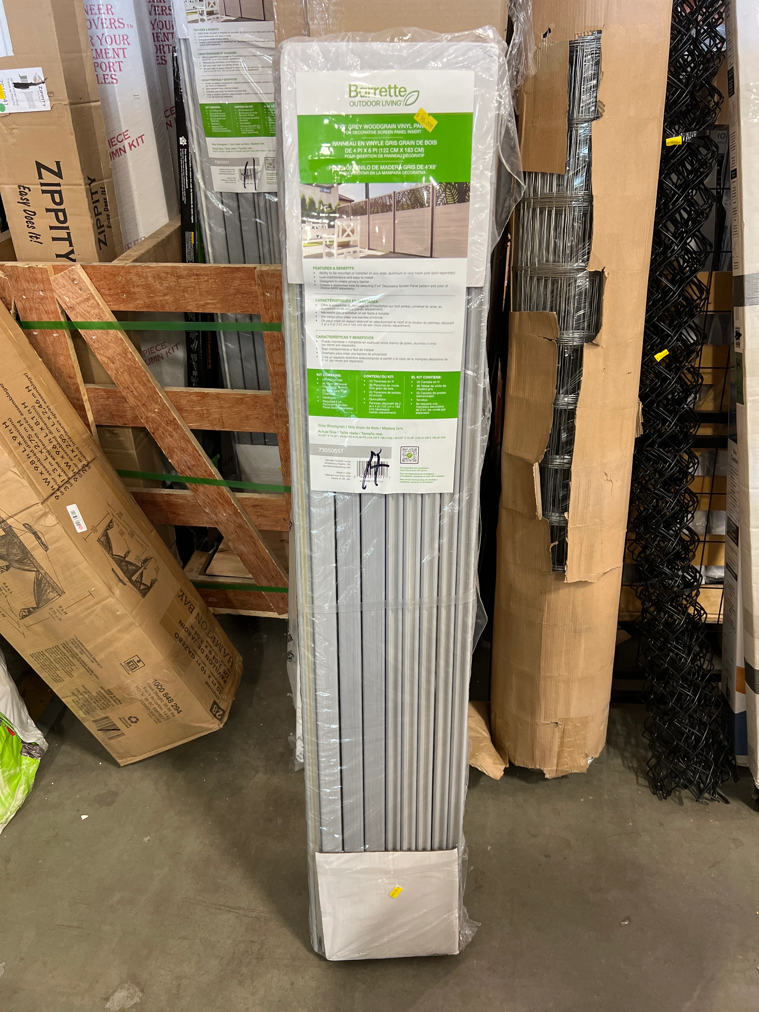 Grey Woodgrain Vinyl Privacy Panel (new) - Image 3