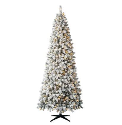 9ft. Pre-Lit 550L LED Wesley Slim Flocked Christmas Tree