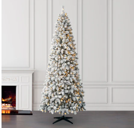 9ft. Pre-Lit 550L LED Wesley Slim Flocked Christmas Tree - Image 4