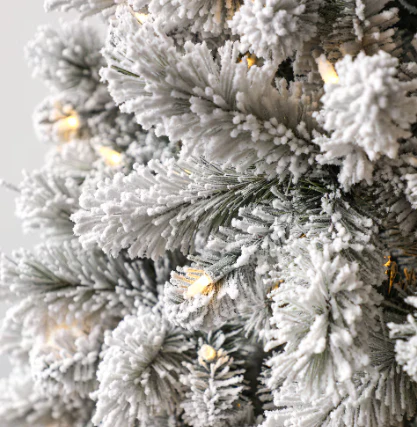 9ft. Pre-Lit 550L LED Wesley Slim Flocked Christmas Tree - Image 5
