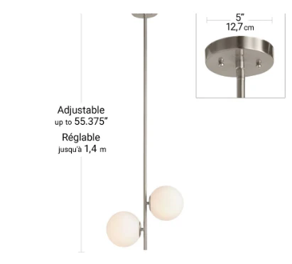 Home Decorators Collection Elisot 2- Light Brushed Nickel Pendant - Image 5