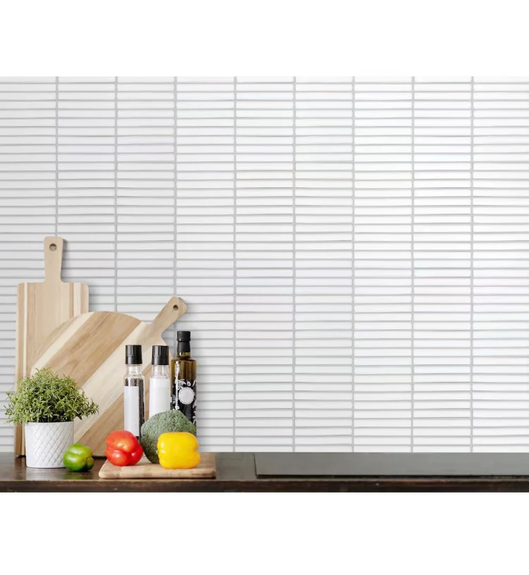 Glossy White 11 inch x 12 inch x 8 mm Porcelain Mosaic Tile (10 Per Box) - Image 2