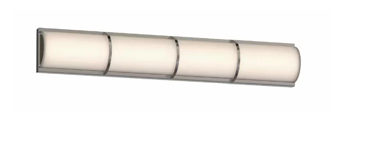 Lareda 1-Light Bathroom Integrated LED Chrome Vanity Light Modern Linear Milk Glass Shade (New) - Image 2