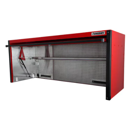 Husky Heavy-Duty 72 inch W x 24 inch D 15-Drawer Mobile Workbench with Wood Top and Tool Workbench Storage Hutch in Red (New) - Image 8