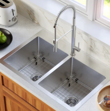 Karran 33" Top Mount Double Equal Bowl Stainless Steel Kitchen Sink Kit (new) - Image 3