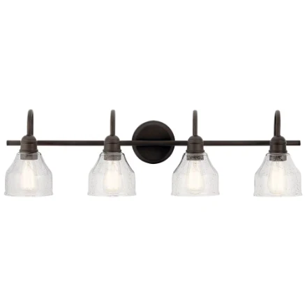 Kichler Avery 4-Light Olde Bronze Vanity Light with Clear Seeded Glass (New) - Image 2