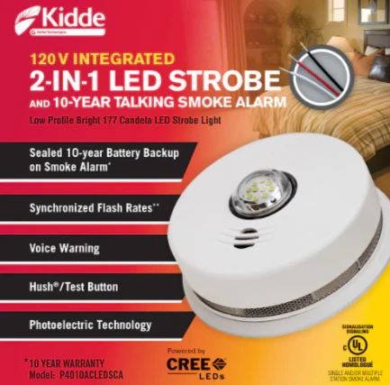 Kidde Hardwire Interconnected Smoke Alarm with LED Strobe Light and Voice Alert (new)