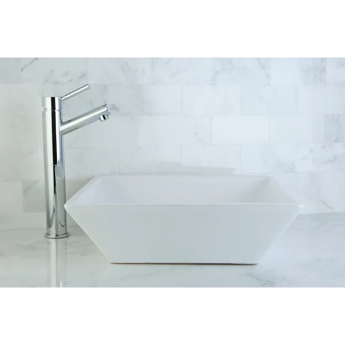 Kingston Brass Artisan EV4256 16-9/16 Inch Ceramic Square Vessel Sink, White - Image 3