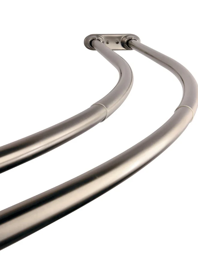 KINGSTON BRASS CCD2178 Adjustable 60" to 72" Double Curved Stainless Steel Shower Curtain Rod, Satin Nickel (New)
