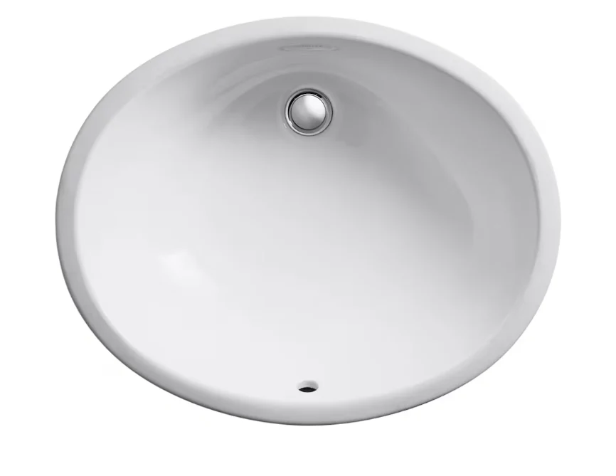 KOHLER Caxton(R) Oval 19 inch x 15 inch under-mount bathroom sink with overflow and clamp assembly