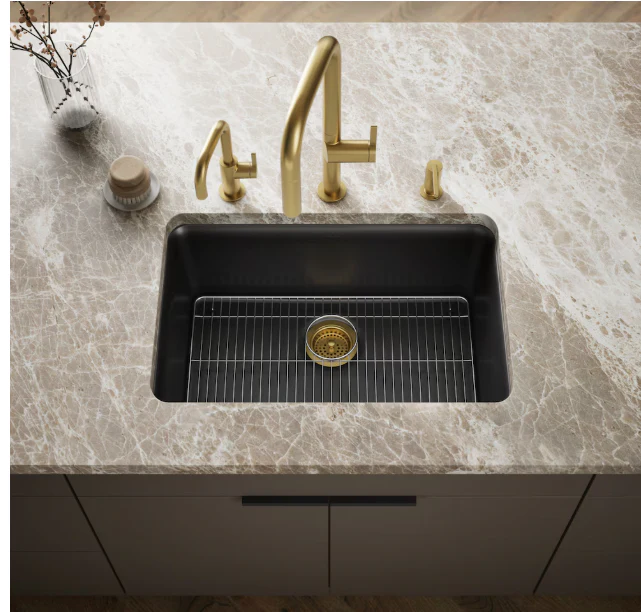 KOHLER Matte Black Cairn Neoroc Granite Composite 27-1/2-Inch x 18-5/16-Inch x 9-1/2-Inch Single-Bowl Undermount Kitchen Sink (New) - Image 2