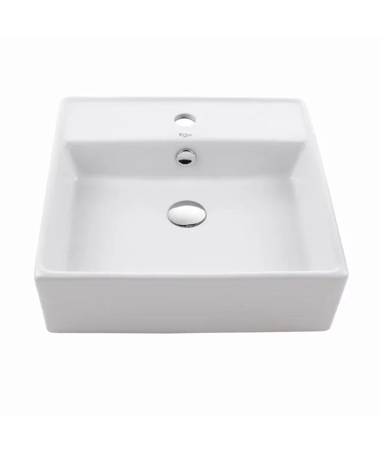 Kraus 18.60-inch x 5.80-inch x 18.60-inch 1-Hole Square Ceramic Bathroom Sink (New)