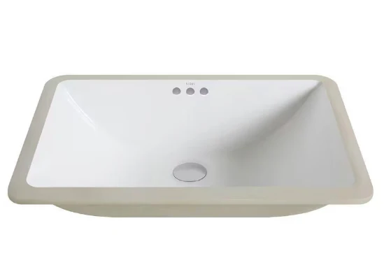 Kraus Elavo Large Ceramic Rectangular Undermount Bathroom Sink with Overflow in White