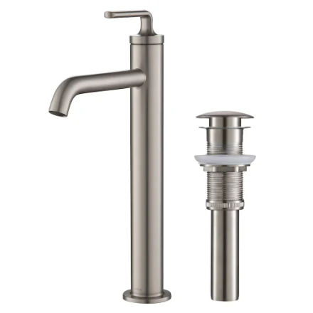 Kraus Ramus Single Handle Vessel Bathroom Sink Faucet with Pop-Up Drain in Spot Free Stainless Steel (New)