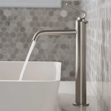 Kraus Ramus Single Handle Vessel Bathroom Sink Faucet with Pop-Up Drain in Spot Free Stainless Steel (New) - Image 2