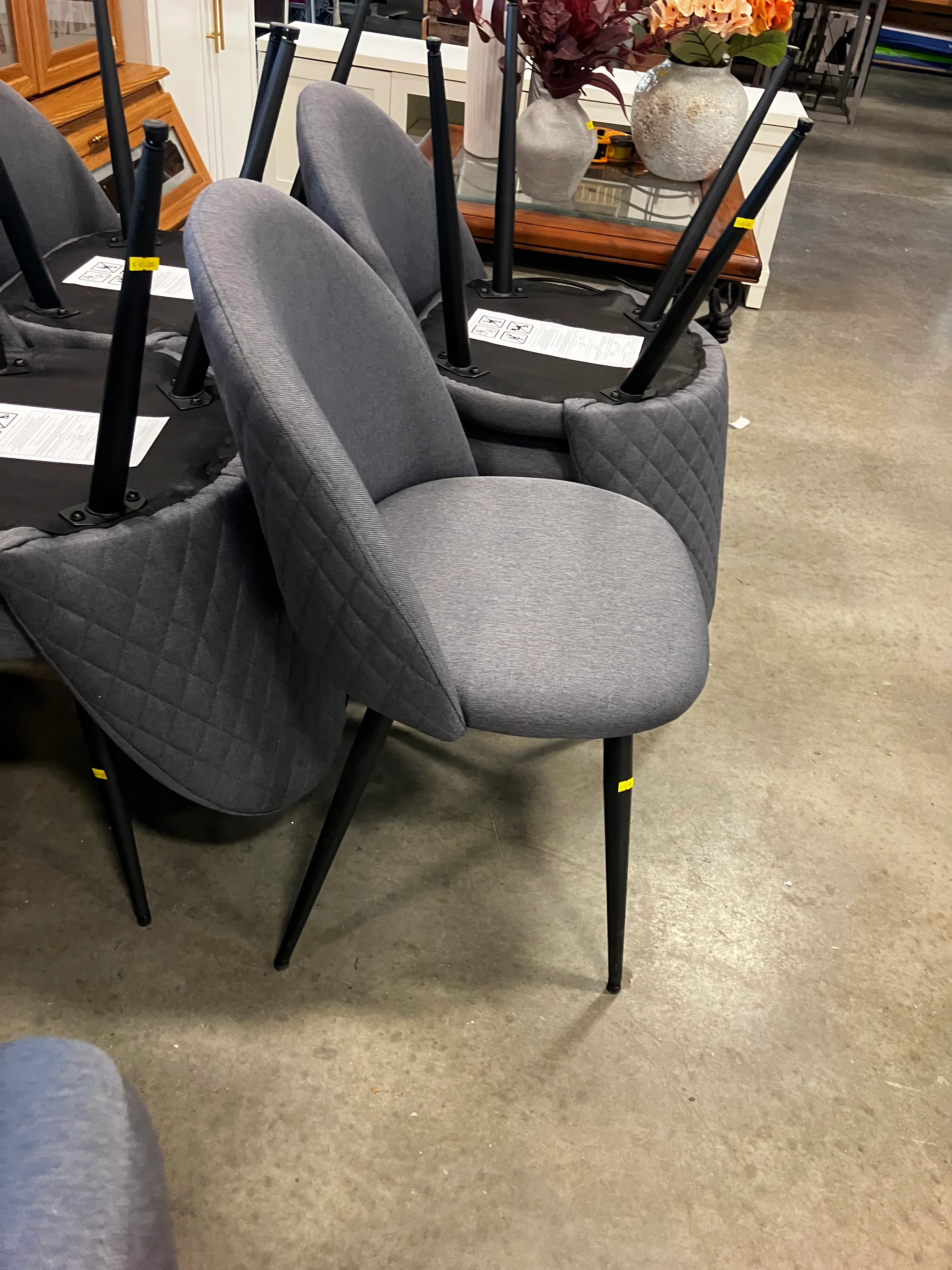 Light Grey Fabric Upholstered Dining Chair (Used) - Image 3