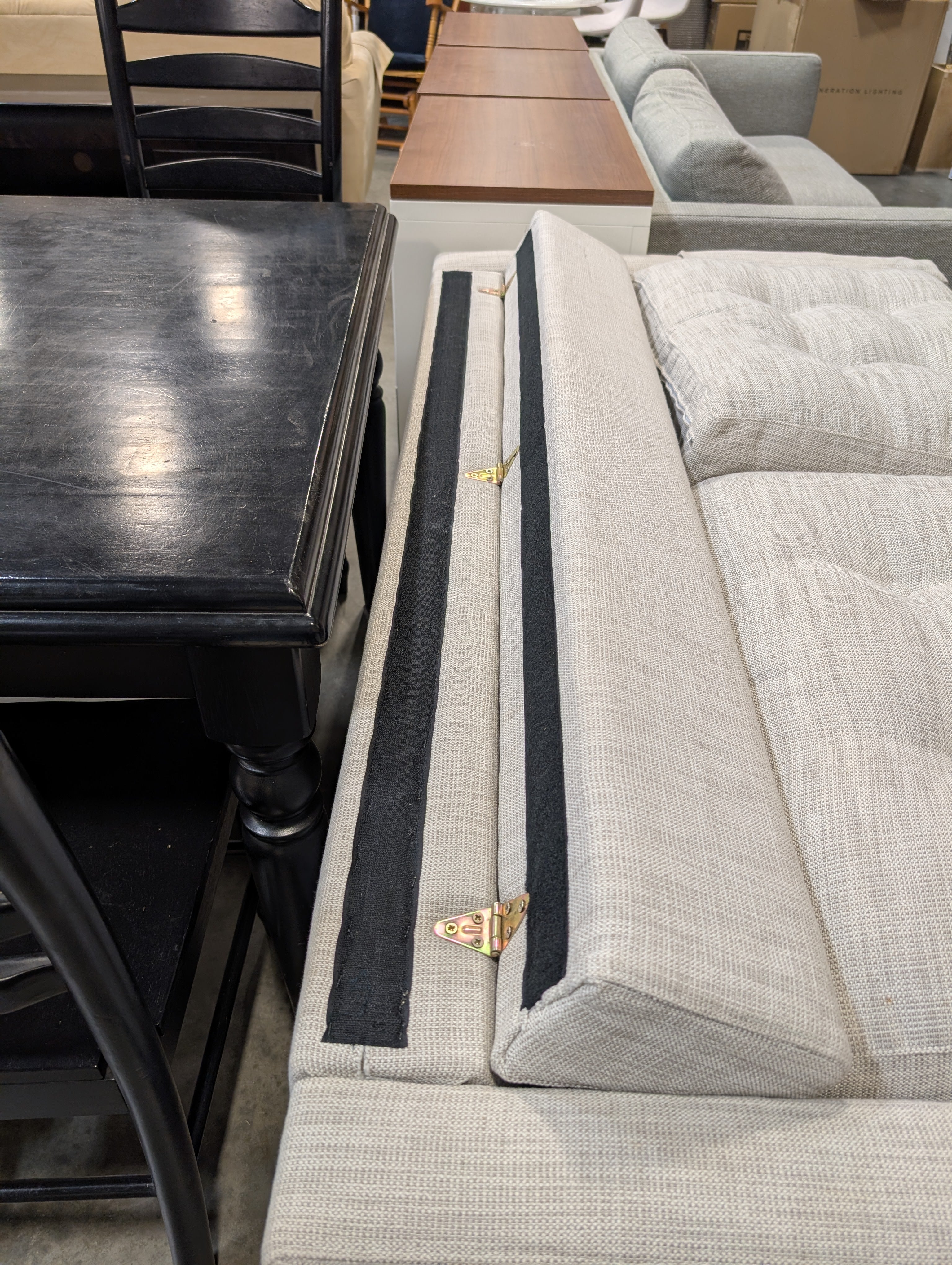 Light Grey Loveseat With Folding Backrest (Used) - Image 6