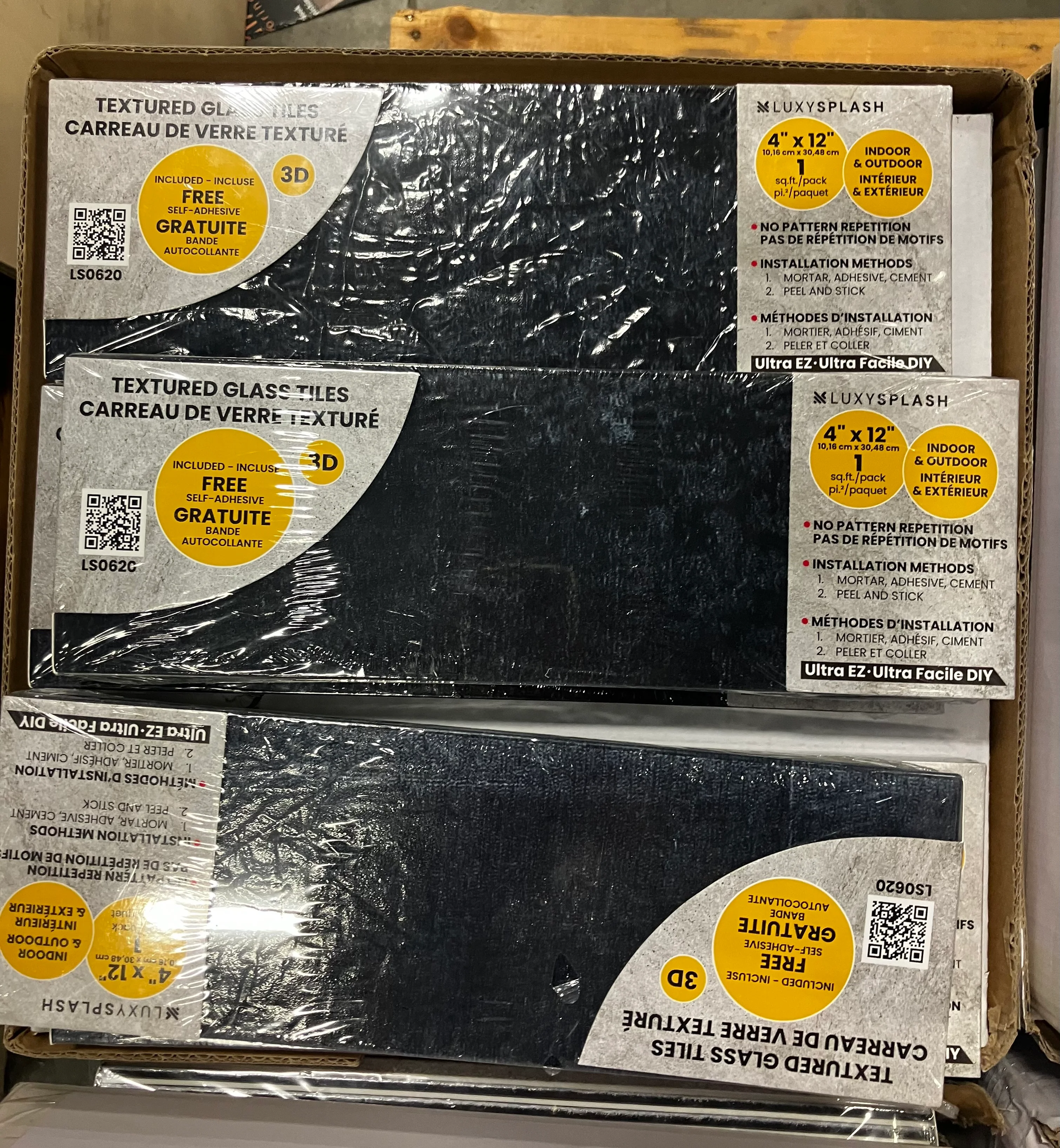 LuxySplash Weathered Charcoal Textured Glass Subway Wall Tile 4" x 12" (New) - Image 4