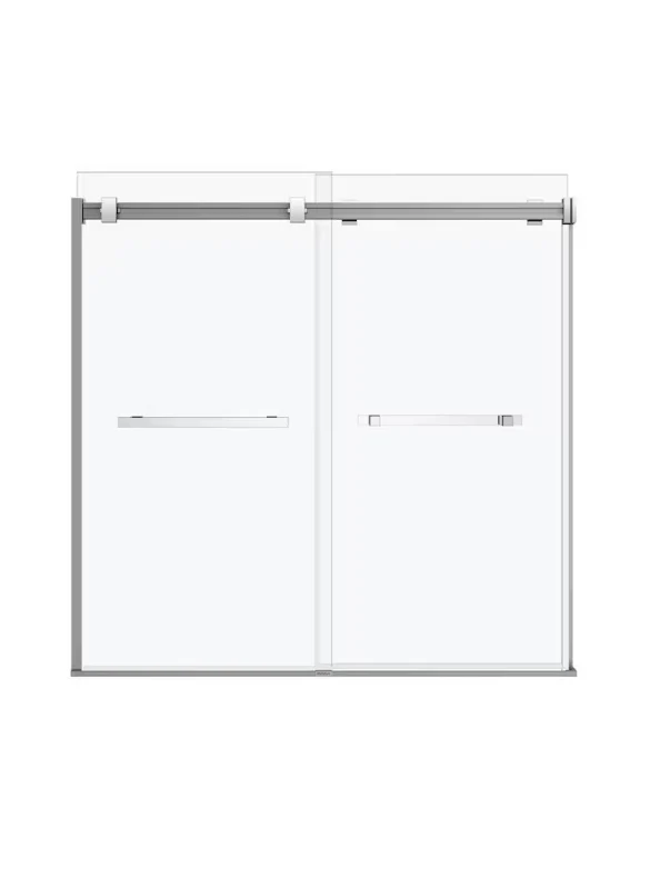 MAAX Duel 56 to 59 in. W x 55.5 to 59 in. H Frameless ByPass Sliding Bathtub Door in Chrome with 8mm Clear Tempered Glass (as is) (New) - Image 2