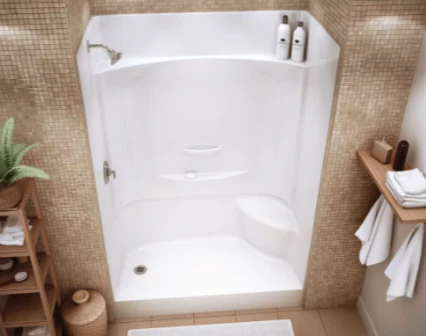 MAAX Essence 60L x 34W x 80H in. 2-in-1 Shower Kit - Shower Stall with Left Drain Shower Base and Shower Wall (No Door) - Image 3