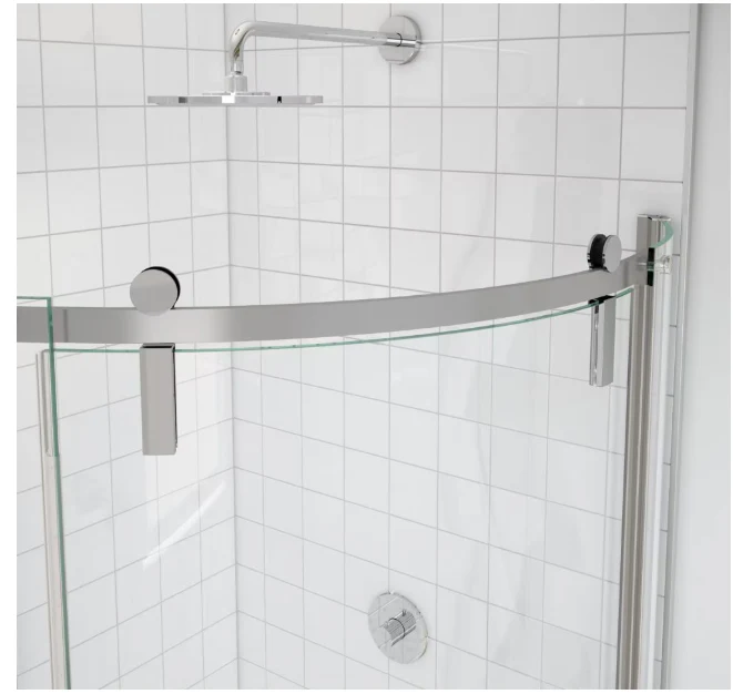 MAAX Outback Round 36W x 36L x 75.6H Frameless Sliding Shower Door, Right Hand Opening in Chrome & Clear Glass (New) - Image 4