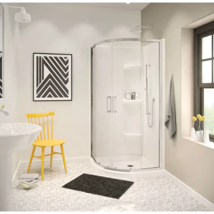 MAAX Radia 32" W x 32" L x 71.5" H Neo-Round Semi-Frameless Sliding Corner Shower Door (Chrome) (new)