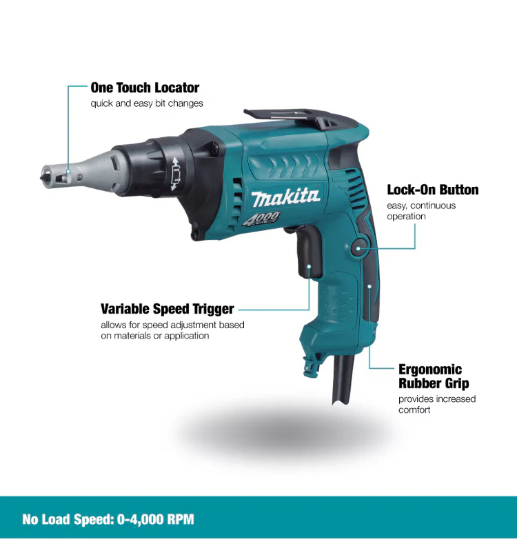 MAKITA 1/4-inch (6-Amp) Variable Speed, Reversible Drywall Screwdriver (120V) - Image 4