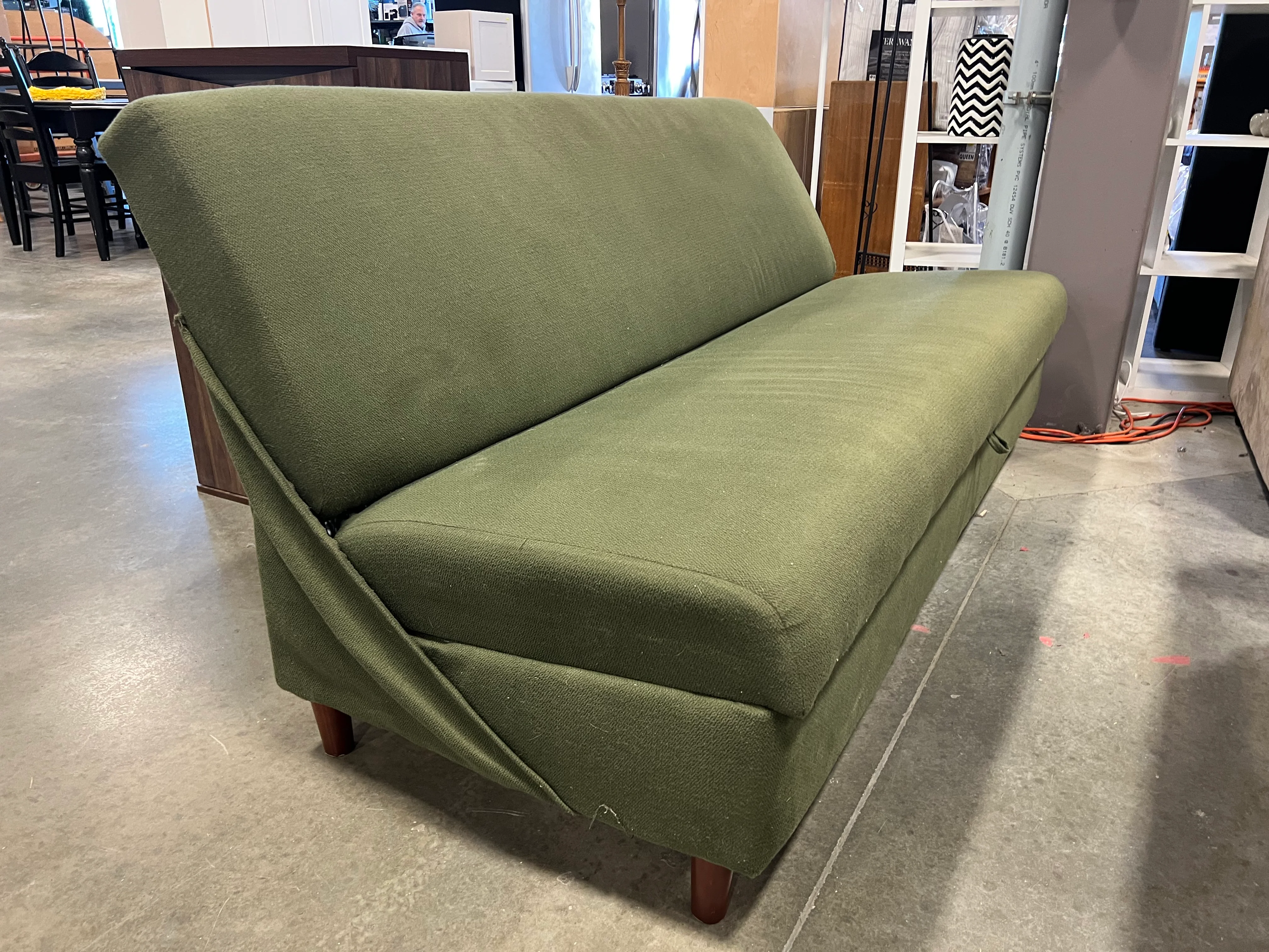 Midcentury Style Olive Green Sleeper Sofa (used) - Image 2