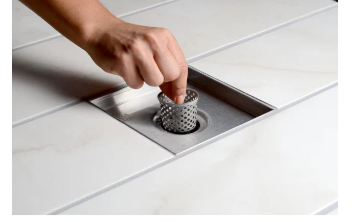 Oatey Designline 4 in. x 4 in. Stainless Steel Square Shower Drain with Tile-In Pattern Drain Cover (New) - Image 4