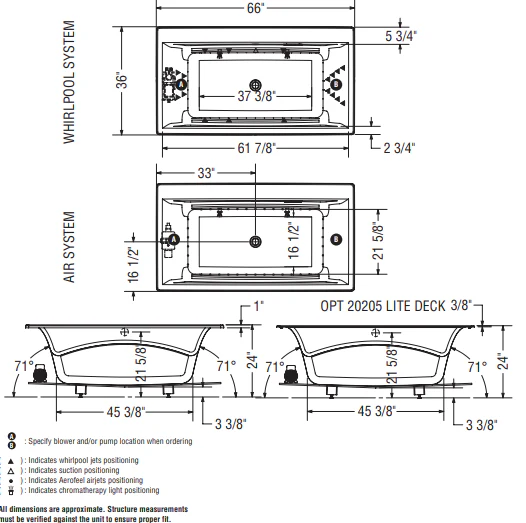 Optik C 66 x 36 Acrylic Drop-in Center Drain Bathtub in White - Image 3