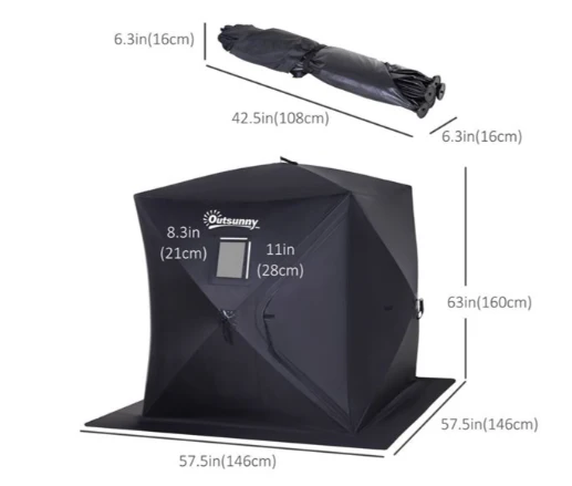 Outsunny Black 2 Person Pop Up Ice Fishing Tent - Image 3