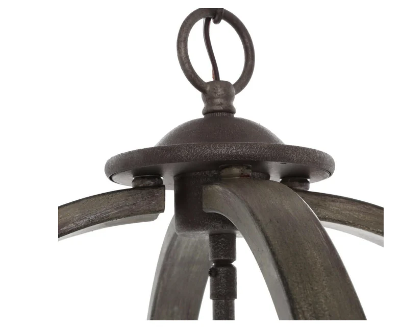 Progress Lighting Keowee 4-Light Artisan Iron Farmhouse Globe Candle-Style Chandelier with Elm Wood Accents (New) - Image 2