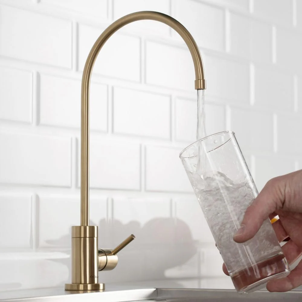 Purita Single Handle Beverage Faucet in Spot Free Antique Champagne Bronze (New) - Image 2