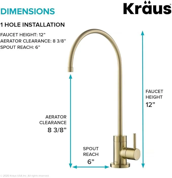 Purita Single Handle Beverage Faucet in Spot Free Antique Champagne Bronze (New) - Image 3