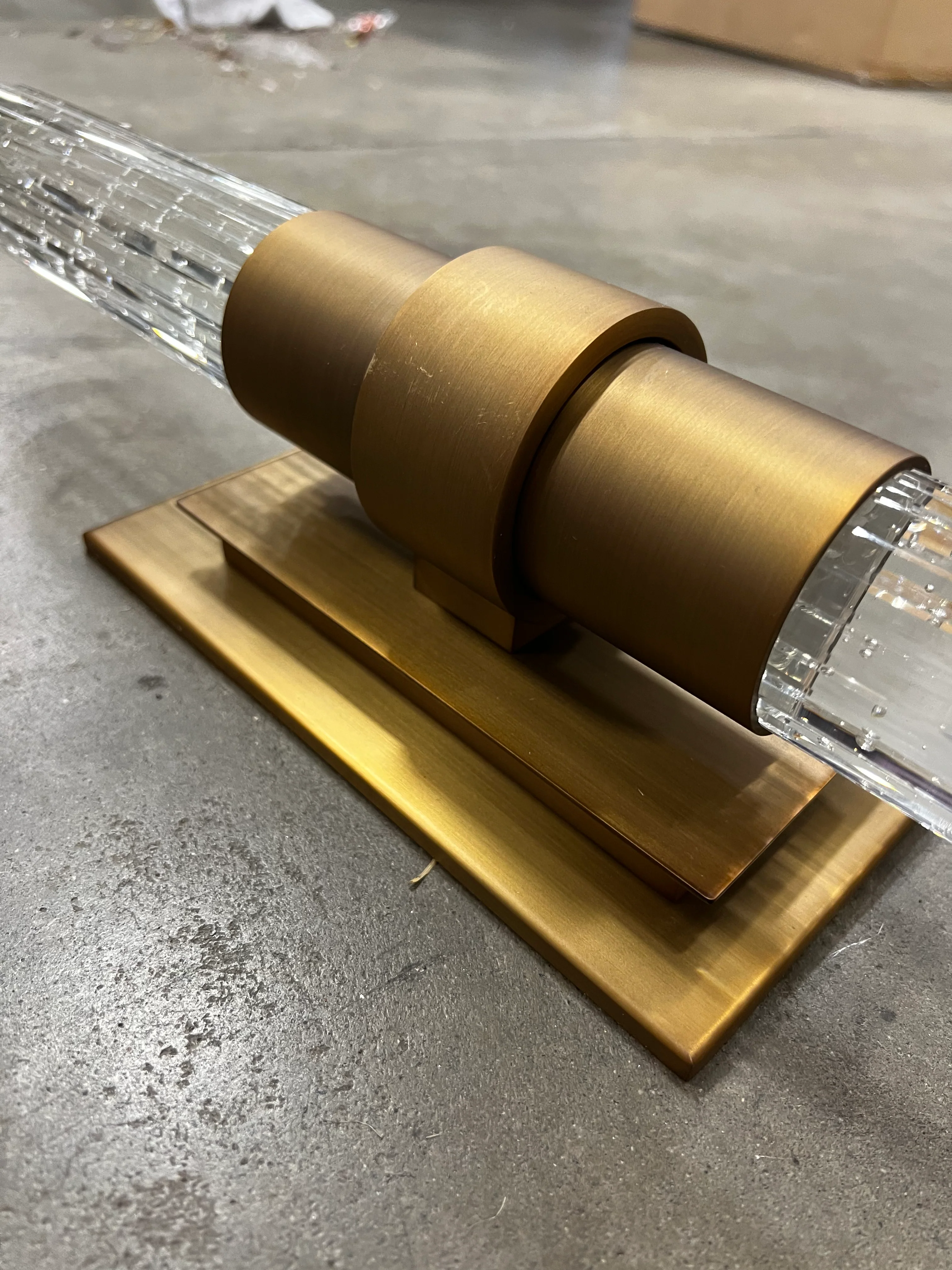 Rounded Crystal and Gold Light Fixture - Image 3