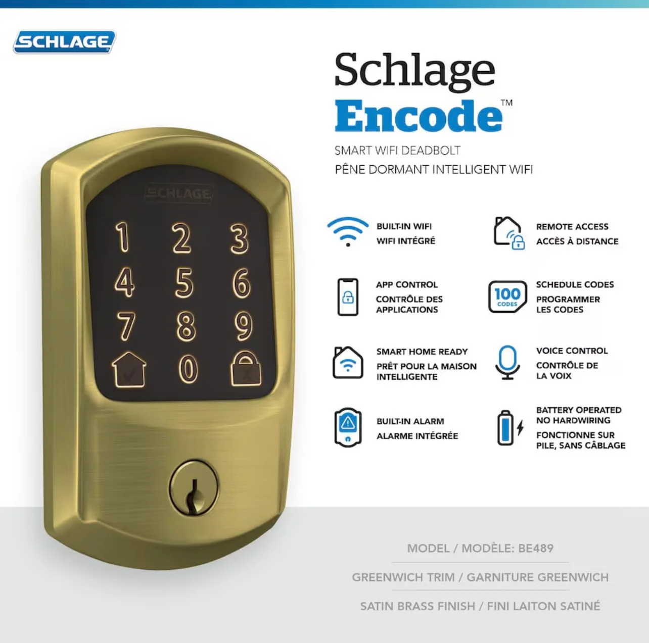 Schlage Encode Gold Wifi Touchpad Electronic Deadbolt (new) - Image 3