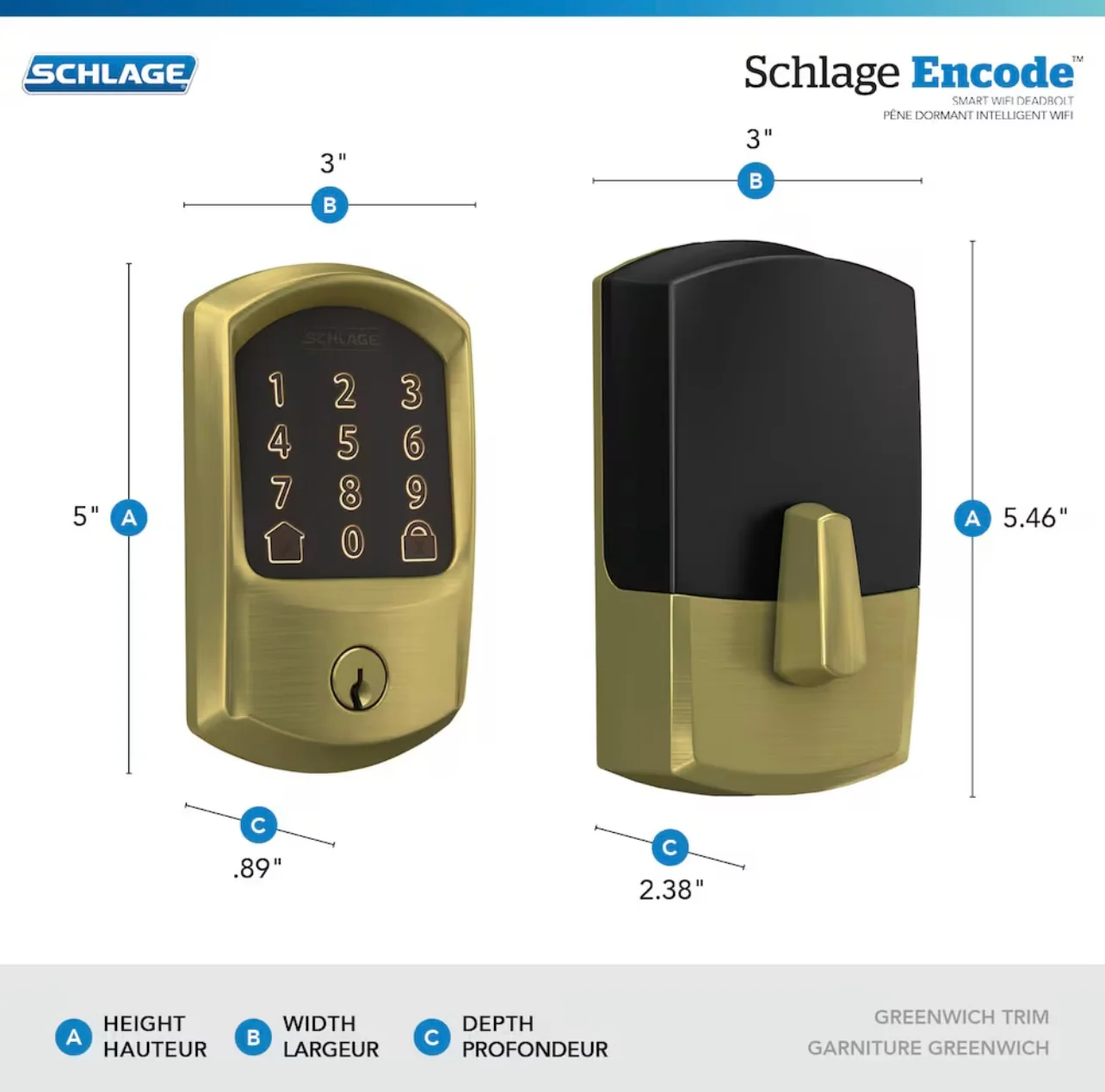 Schlage Encode Gold Wifi Touchpad Electronic Deadbolt (new) - Image 4