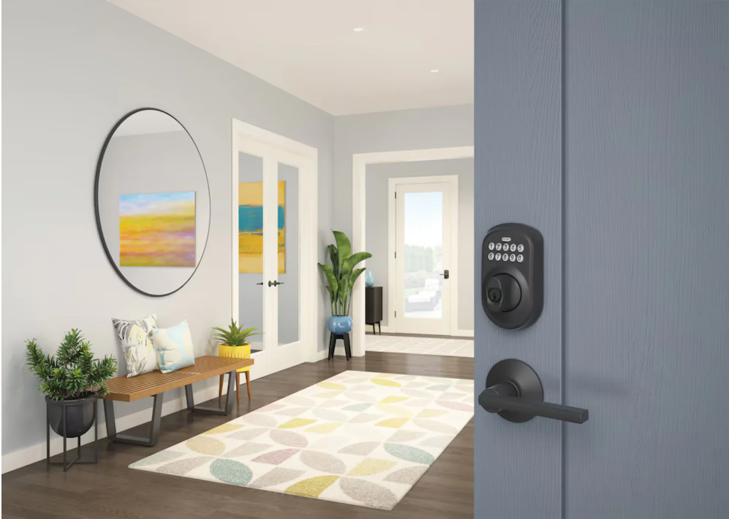 Schlage Plymouth Matte Black Entry Door Keypad Electronic Door Lock Deadbolt Rated AAA - Image 2