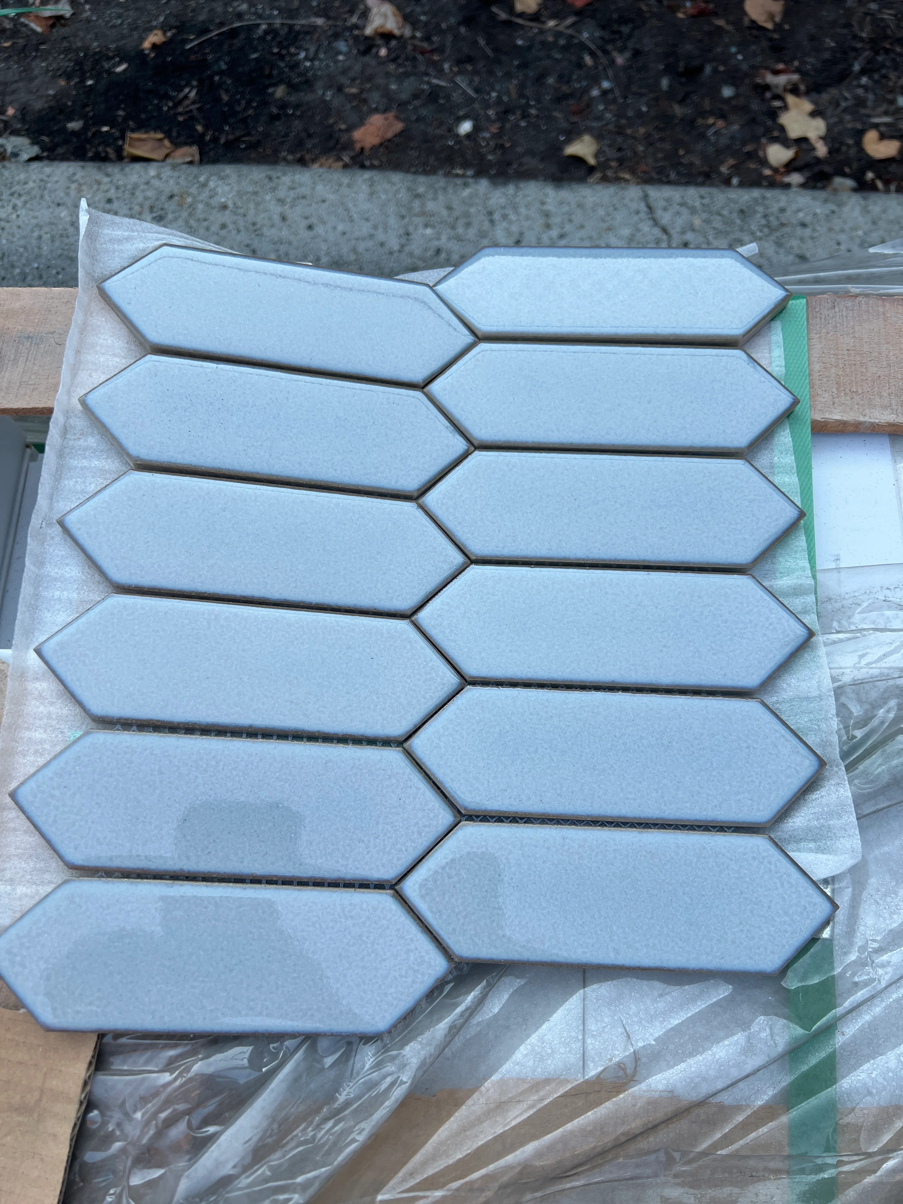 Smoke Blue Grey Picket Mosaic Tile (new)