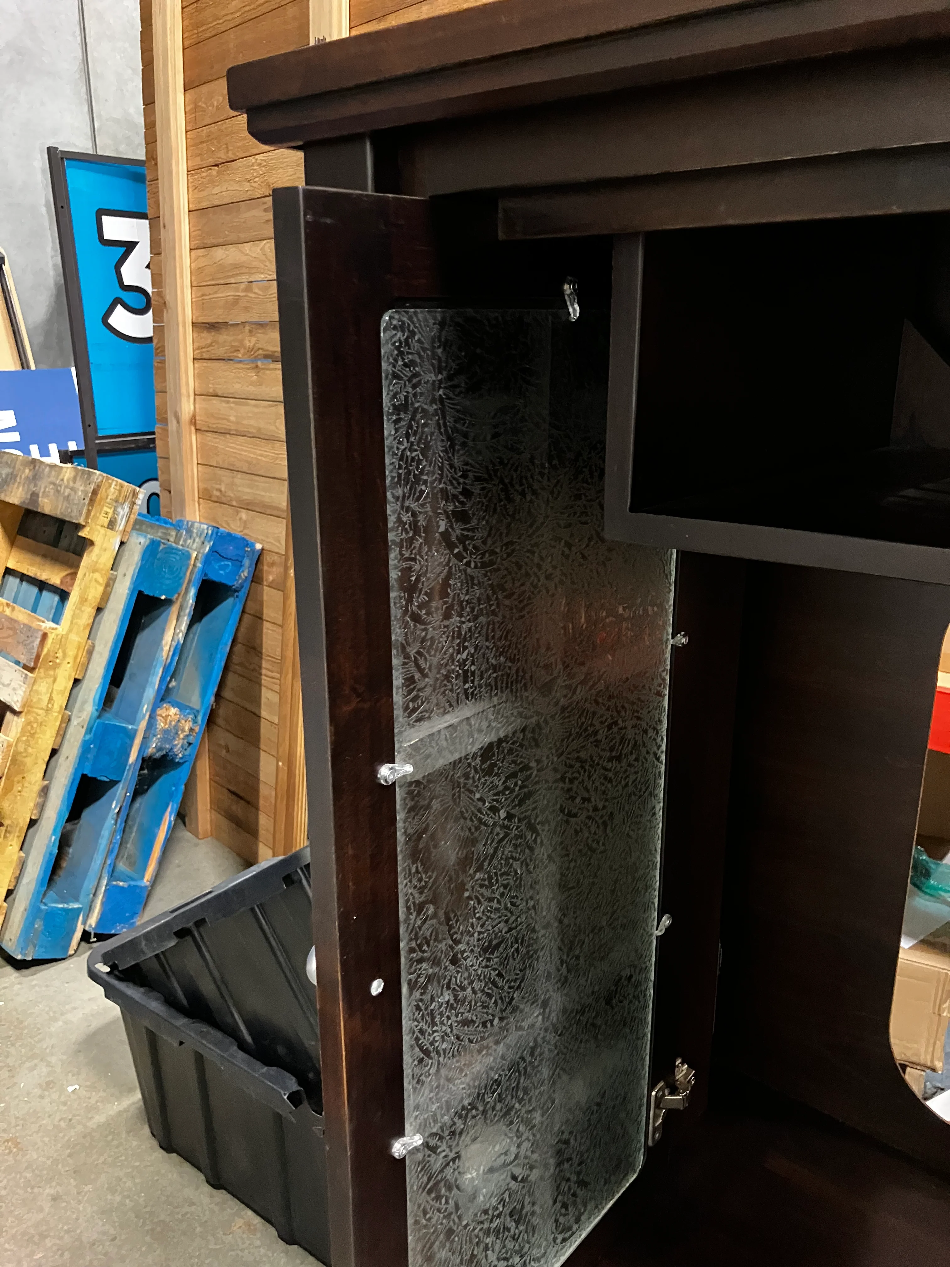 Tall Tv Cabinet With Sliding glass doors (Used) - Image 3