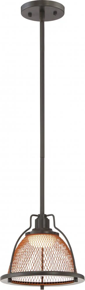 Tex - Small LED Pendant - Dark Bronze Finish with Copper Mesh (62/886) by Nuvo
