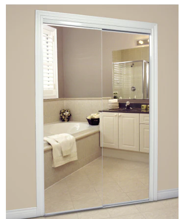 TRUporte 48-inch x 80.5-inch White Frameless Mirrored Closet Sliding door - Image 3
