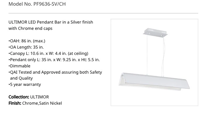 ULTIMOR Silver LED Pendant Bar (NEW) - Image 3