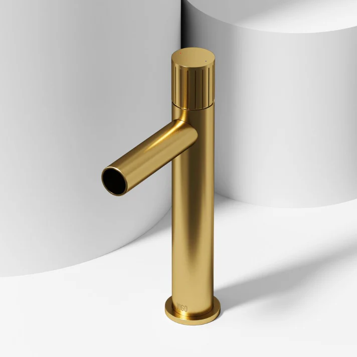 VIGO Ashford Single Hole Single-Handle Vessel Bathroom Faucet in Matte Brushed Gold