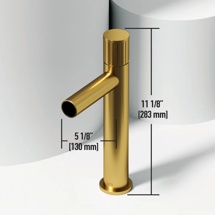 VIGO Ashford Single Hole Single-Handle Vessel Bathroom Faucet in Matte Brushed Gold - Image 5