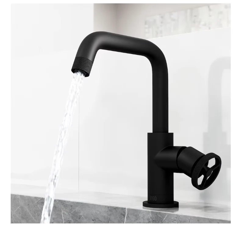 VIGO Cass Oblique Single Hole Single-Handle Bathroom Faucet in Matte Black - Image 4